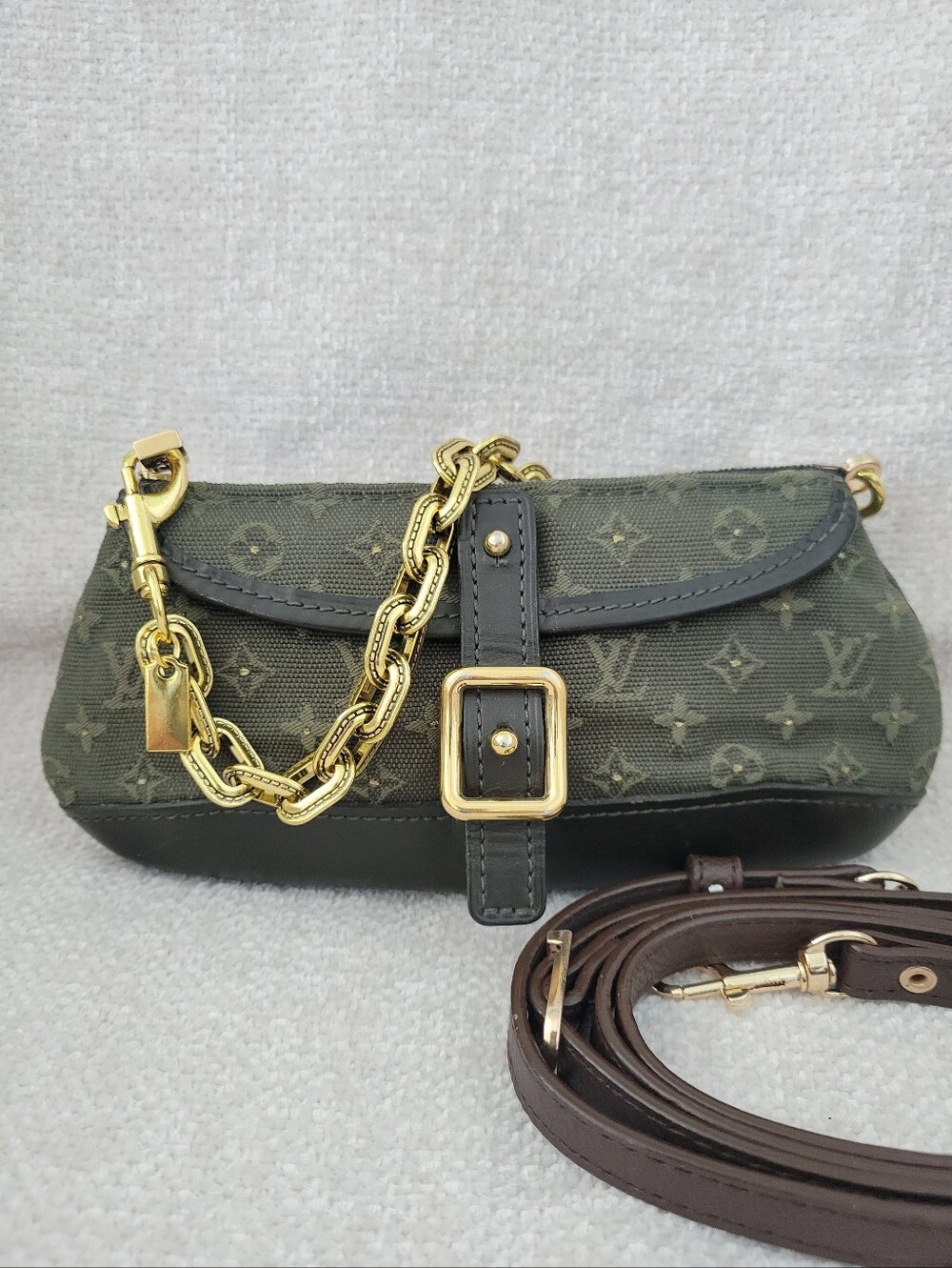 Louis Vuitton Green Denim  Pochette Crossbody